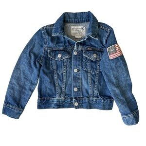 Ralph Lauren Polo Kids Denim Jacket with Flag Patch | Size 4/4T